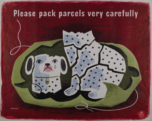 Tom Eckersley vintage poster Please pack parcels very carefully GPO 1957