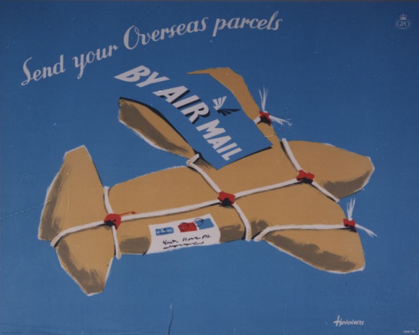 Pieter Huveneers vintage airmail poster 1954