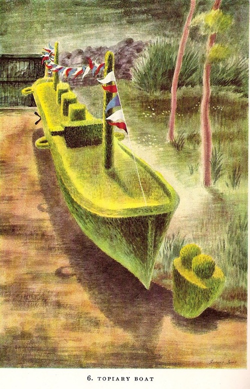 Topiary boat illustration barbara jones king penguin isle of wight