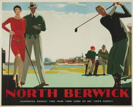 North Berwick vintage travel poster golf Andrew Johnson 1930