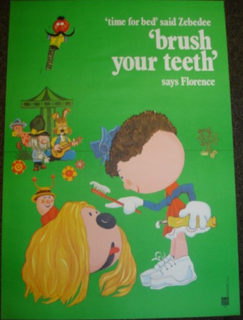 Magic Roundabout brush your teeth vintage public information poster