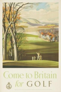 Rowland Hilder come to Britain for golf vintage travel poster