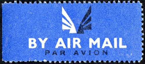 Theyre Lee Elliott airmail wings design in use on airmail stamp