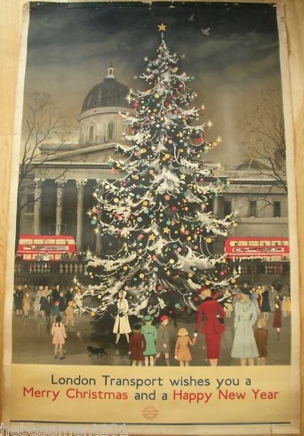 Vintage London Transport christmas poster 1951 Maurice Wilson