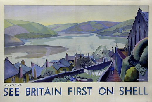 Hal Woolf 1931 vintage Shell poster salcombe