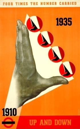 Theyre Lee Elliot vintage London Transport poster Four times the number carried 1936