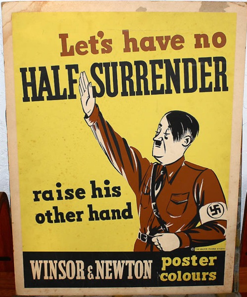 Vintage World War Two hitler winsor and newton poster