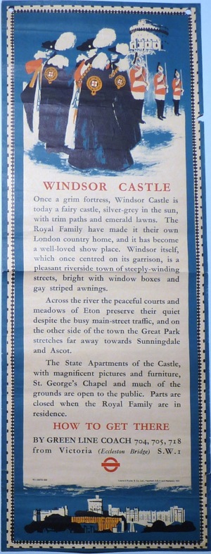 Clifford Wilkins vintage bus stop poster Windsor Castle 1953