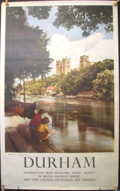 vintage British Railways poster Durham river view American