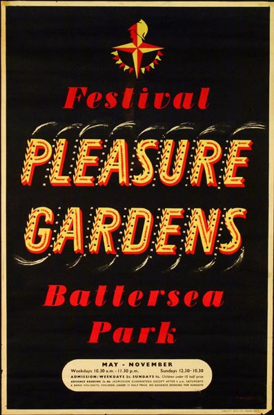 Festival of Britain Battersea Pleasure Gardens vintage poster 1951