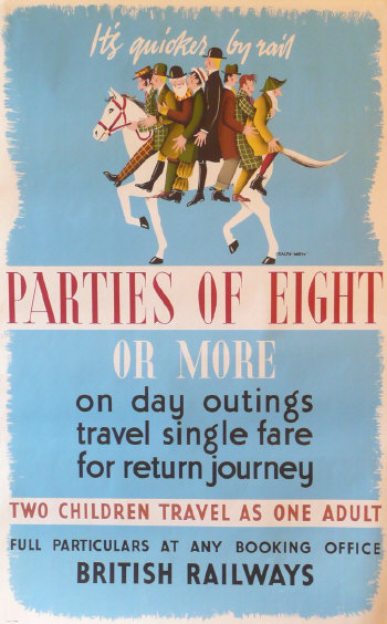 Ralph Mott parties of eight vintage railway poster