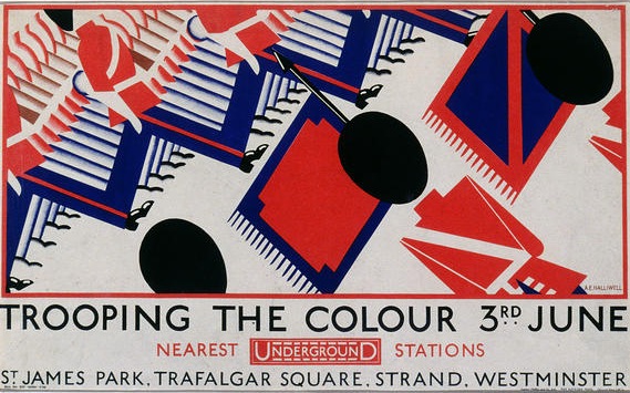 Trooping the Colour London transport poster A E Halliwell 1929