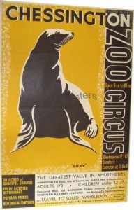 Chessington Zoo seal poster Burley 1930s vintage railway Southern