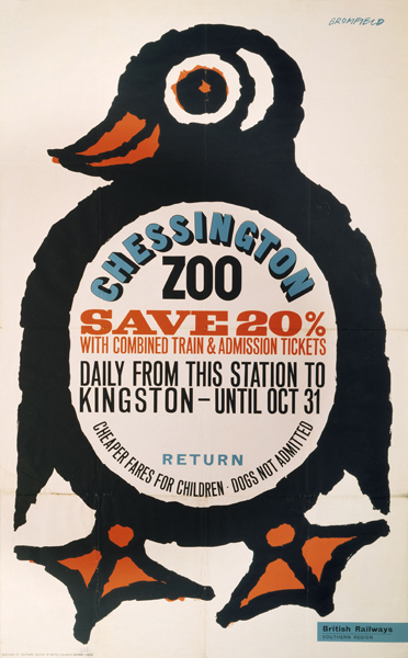 Bromfield Chessington Zoo vintage railway poster British Railways 1964