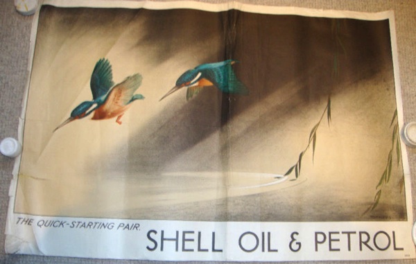 Tom Purvis 1933 Shell Oil poster kingfishers