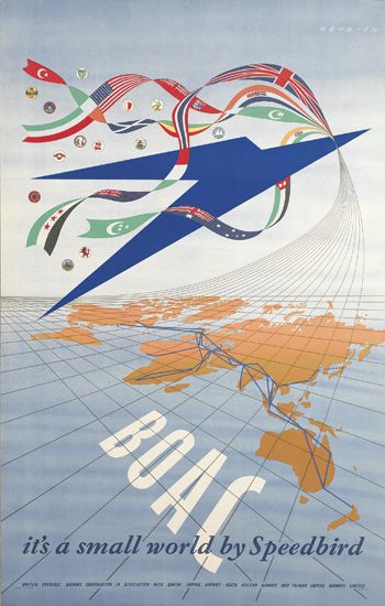 Henrion BOAC vintage travel poster 1947 Swann