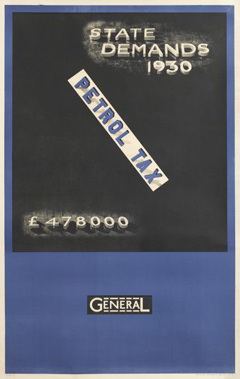 Maurice Beck vintage London Transport fuel tax poster 1931