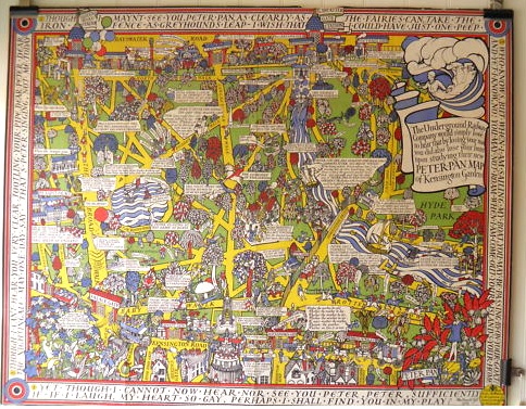 1923 Vintage London transport poster macdonald gill map Kensington Gardens