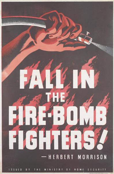 Fall in with the firebomb fighters vintage ww2 propaganda poster