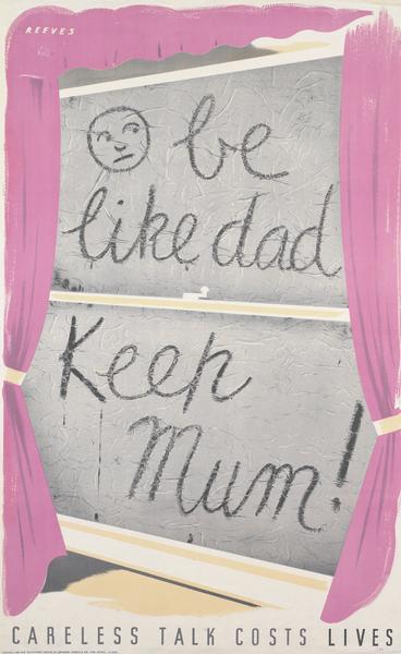 Be like dad, keep mum, vintage WW2 propaganda poster