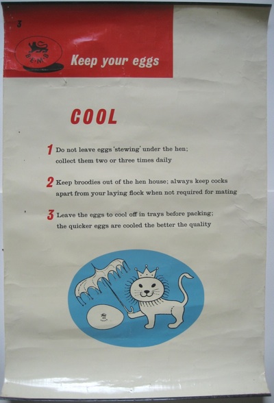British Egg Marketing Council 1950s vintage poster Keep Eggs Cool