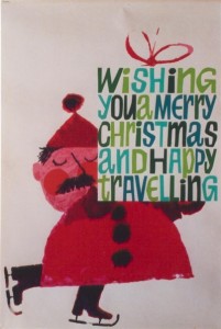 Karo Happy Christmas travelling vintage coach poster