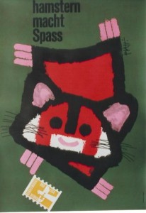 Hamster Joy Celestine Piatti vintage poster 1960
