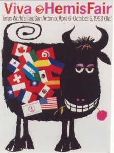 Texas World fair bull vintage poster Buelow 1965