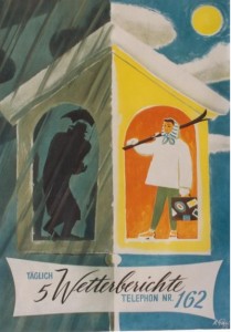 Weather telephone vintage poster René Gilsi 1950