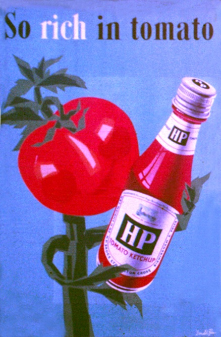 HP Tomato Ketchup poster Donald Brun 1950s vintage