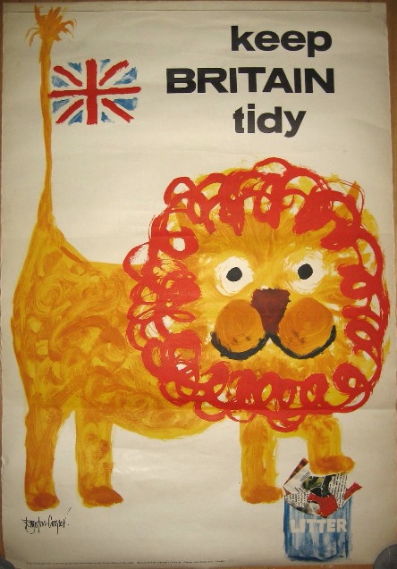 Brian the Lion Royston Cooper vintage poster Keep Britain Tidy Central Officec of Information