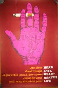 Mount Evans hand palmistry stop smoking vintage poster central office of information