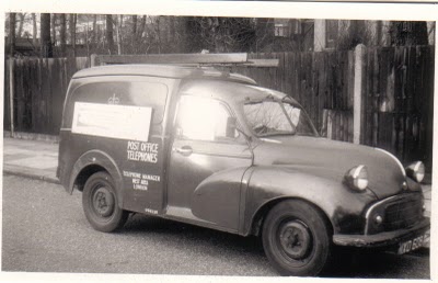 Morris Minor GPO van with poster display