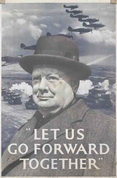 Churchill speech vintage world war two propaganda poster