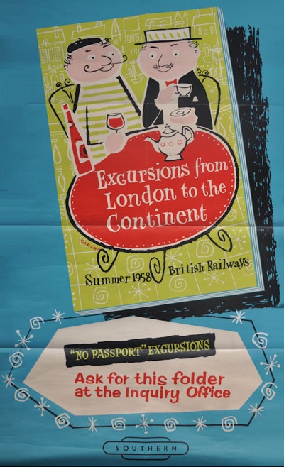 British Railways Continental Excursions poster John Cort ebay