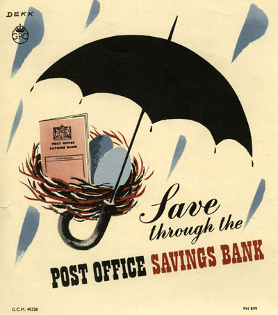Dorrit Dekk vintage Post Office Savings bank poster 1950