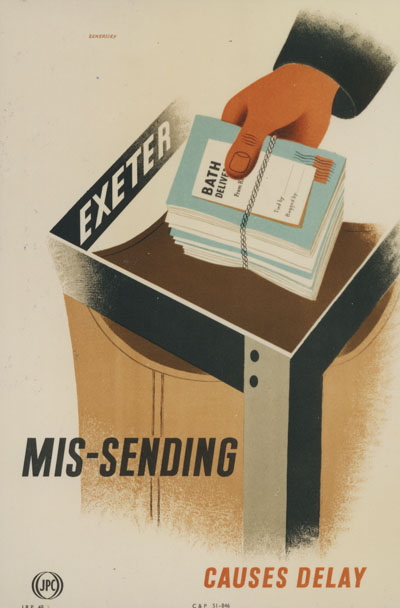 Tom Eckersley mis-sending vintage GPO poster 1951
