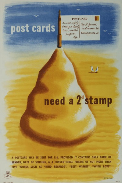 Tom Eckersley postcards need a 2d stamp vintage GPO poster