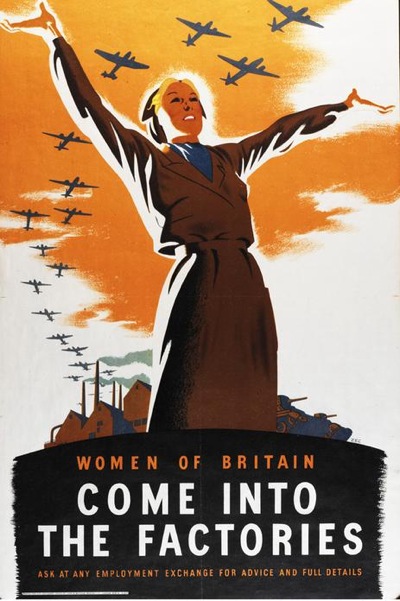 Zec women of Britain come into the factories vintage world war two home front propaganda poster