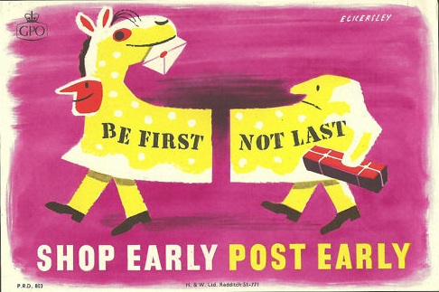 Vintage GPO poster 1955 Tom Eckersley shop early post early