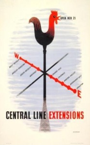Tom Eckersley vintage London Transport poster 1948 Central Line Extension