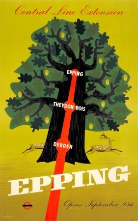 Epping; Central line extension, by K G Chapman, 1949 vintage London Transport poster