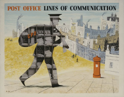 GPO vintage Poster lewitt him lines of communication 1950