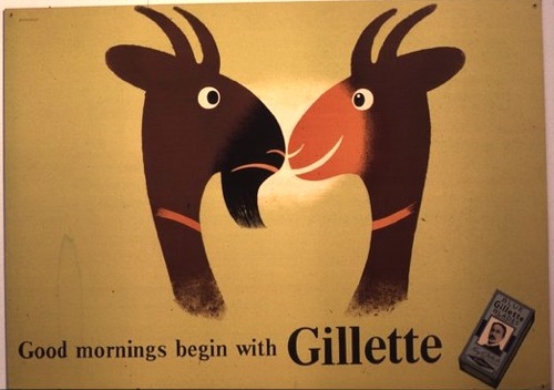 Tom Eckersley vintage poster Gillette goat 1950