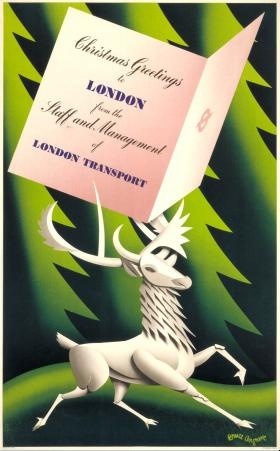 Christmas greetings to London, by Bruce Angrave, 1949 vintage LT poster