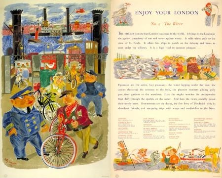 Betty Swanwick, enjoy your London the River, London Transport poster 1949