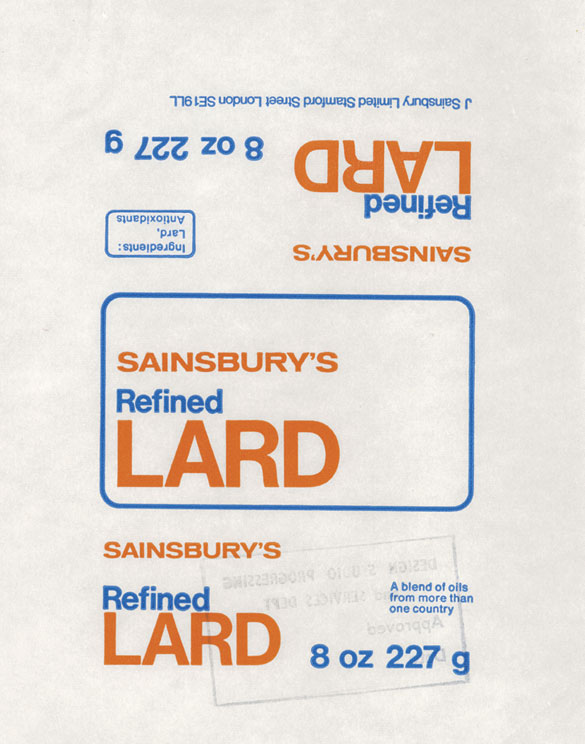 Lard Packaging sainsburys own label book