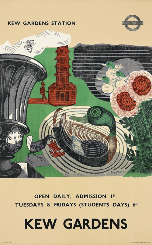 Edward Bawden 1936 Vintage London transport poster Kew Gardens