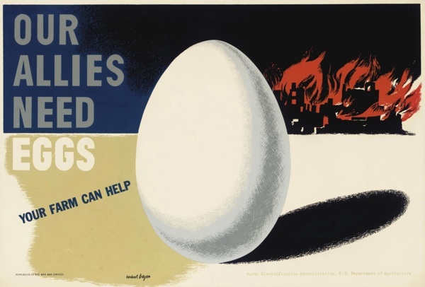 Herbert Bayer Eggs vintage American wartime poster