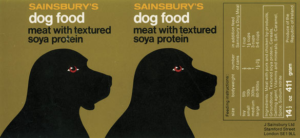 Sainsburys dog food label
